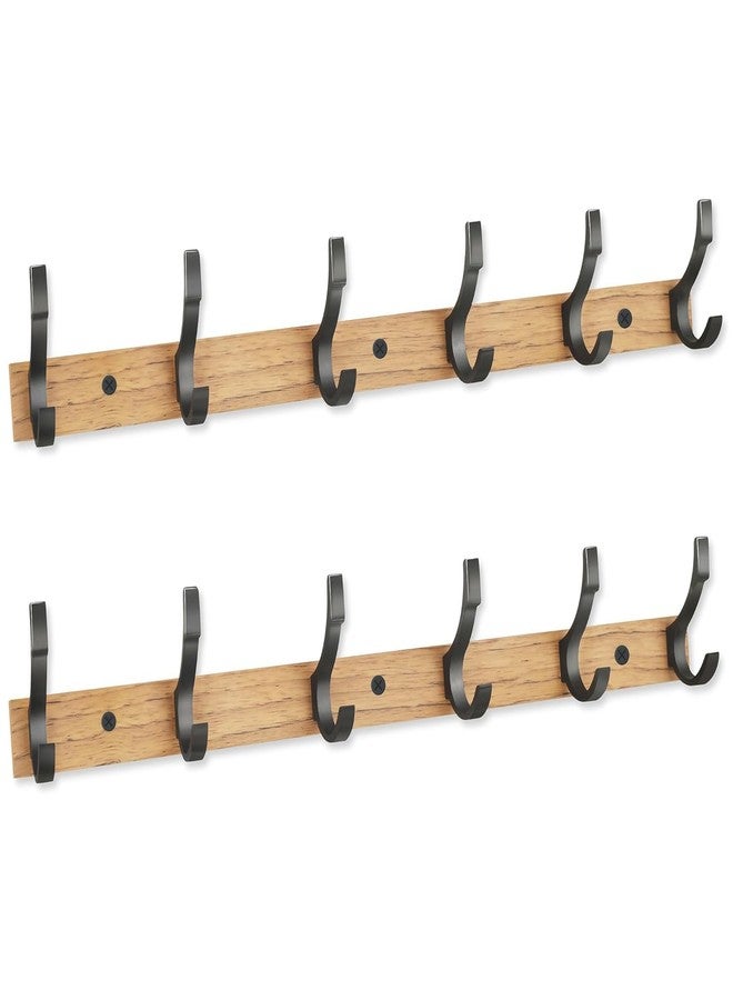 DOCOSS- Long Wooden Finish Cloth Hanger for Wall Door/Hooks for Clothes Hanging Bathroom Cloth Hangers Wall Mounted for Hanging Clothes,Shirt,Towel (Pack of 2, Wooden) - Image 1